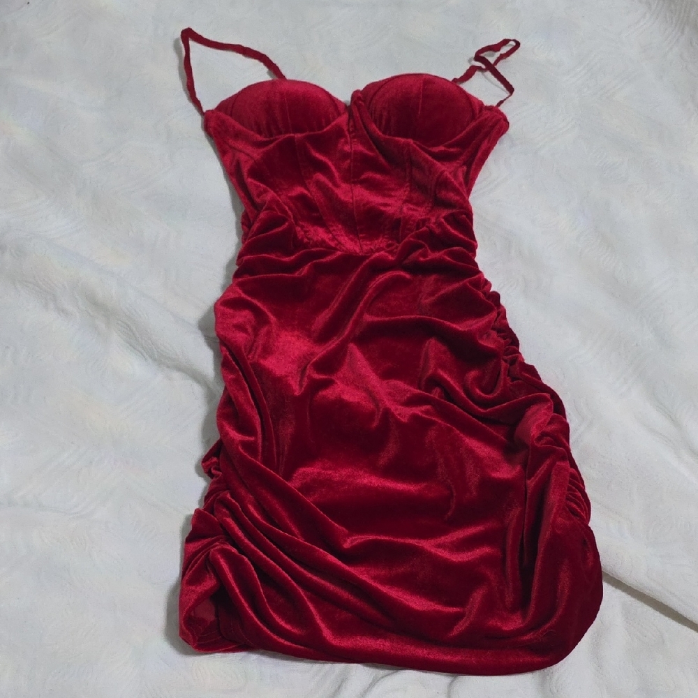 Elegant Red Velvet Dress